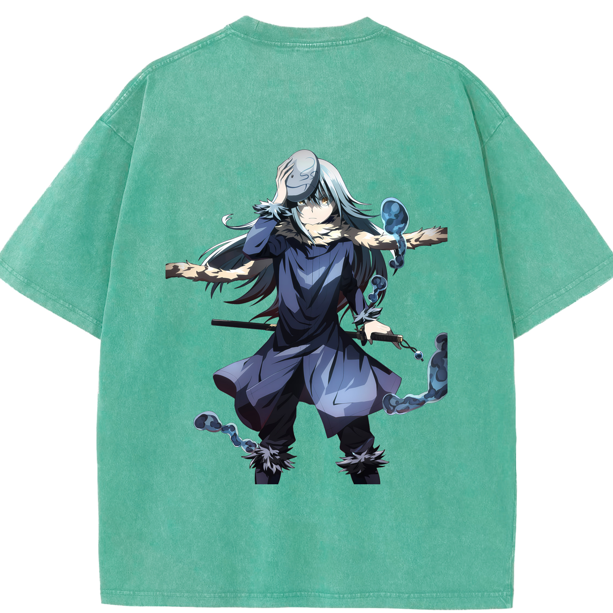 （画像用） 転スラ Regarding Reincarnated to Slime 綿100% ヴィンテージ風 半袖Tシャツ（背面プリント）